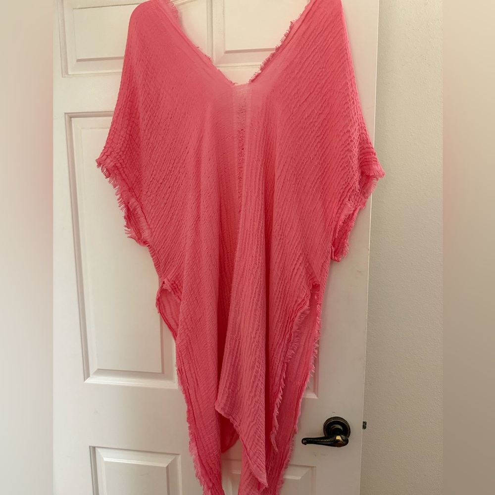 Vibrant Pink Fringed Coverup